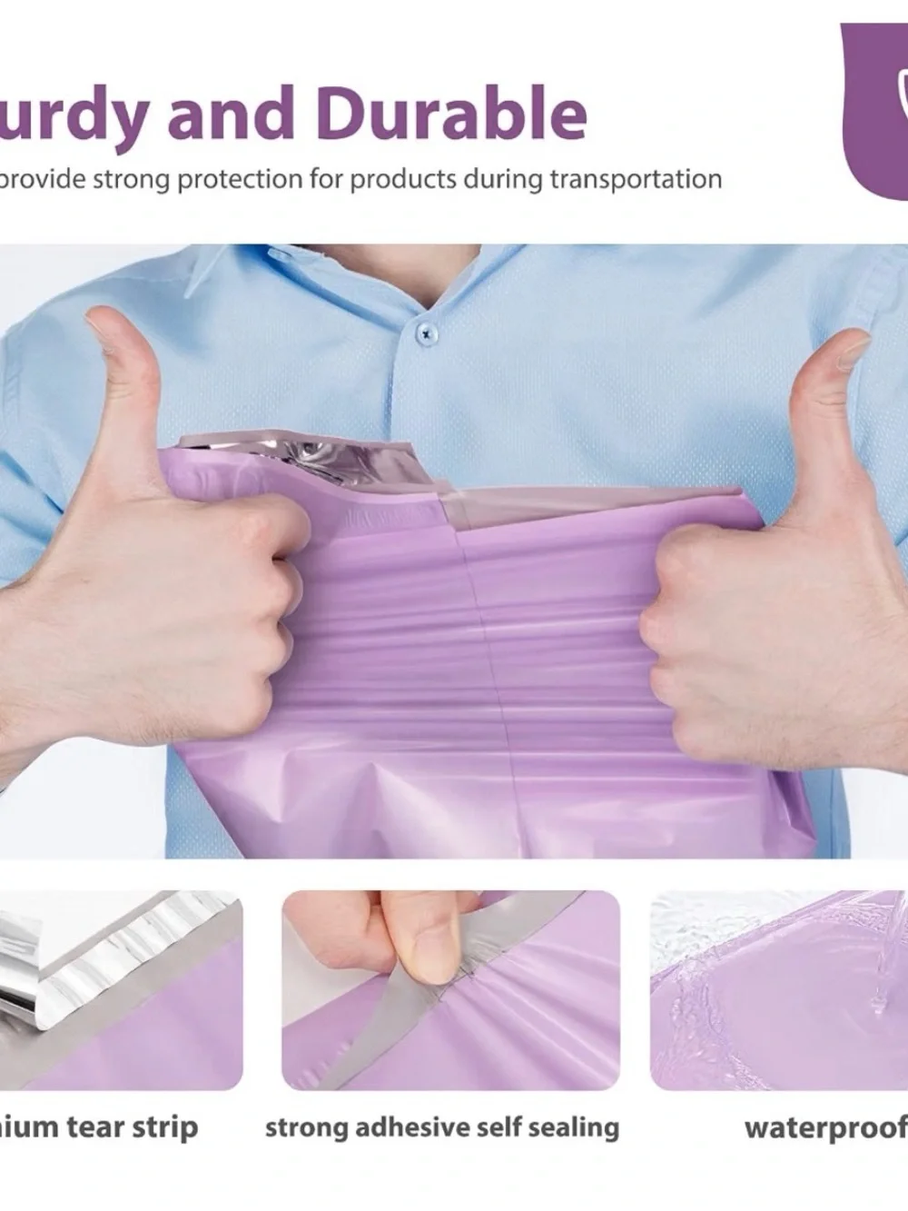 50 Count Lilac Mailing Poly Mailer Envelope - Peel & Seal 10x13